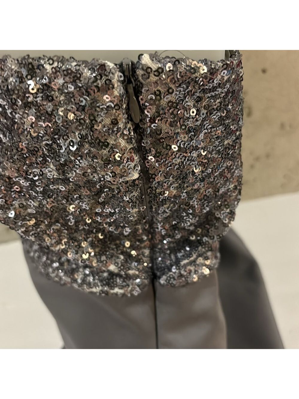 Arden B Exclusive Silver Sequin and Satin Mini Party Dress - Size M - Picture 7 of 10